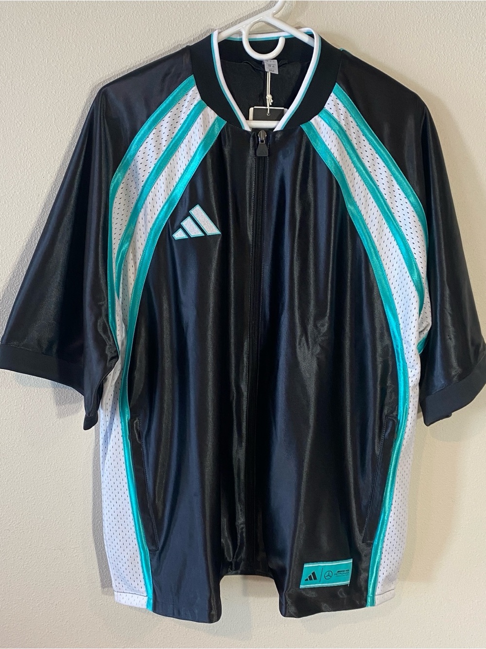 Adidas Mercedes F1 Formula One Team Jersey Raglan Zip-up Turquoise $85 - Large